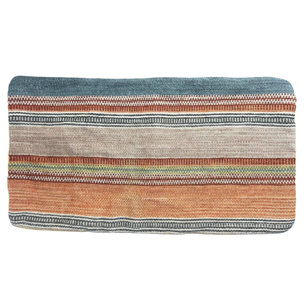 Loloi kilim wool lumbar pillow sham 14x24 zip cover bohemian stripe earth tones